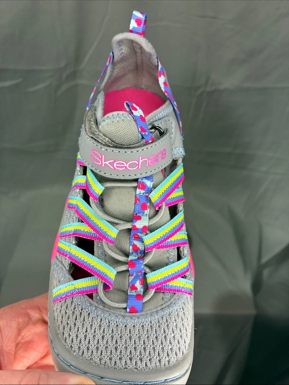 Skechers Gray Pink Multi-Color Kids Sandals